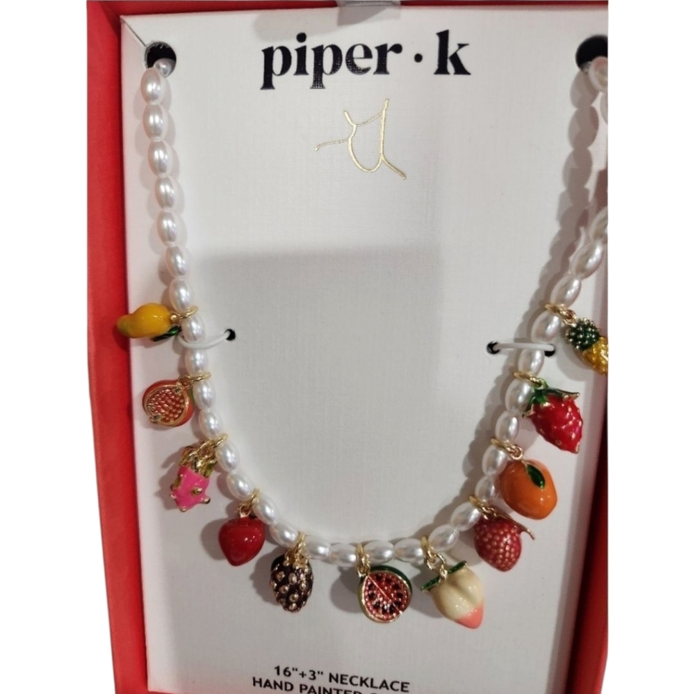 Piper K Viral Fruit Gold Plated Charm 16 Hand Painted Charm Necklace 55$